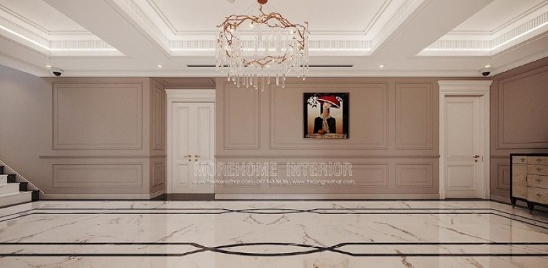 Trần thạch cao đẹp cho không gian hành lang sang trọng. thiết kế thi công nội thất cao cấp
