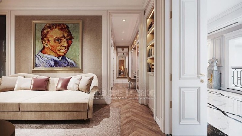 Tranh canvas trang trí tường đẹp ấn tượng với bức họa chân dung họa sĩ Van Gogh nổi tiếng. thiết kế thi công nội thất biệt thự cao cấp