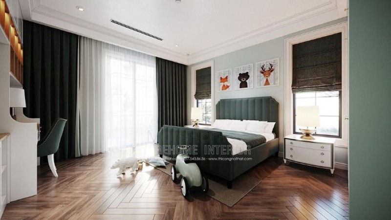 Bộ tranh treo tường hình ảnh các con vật đáng yêu tạo điểm nhấn sinh động cho phòng con. thiết kế thi công nội thất cao cấp