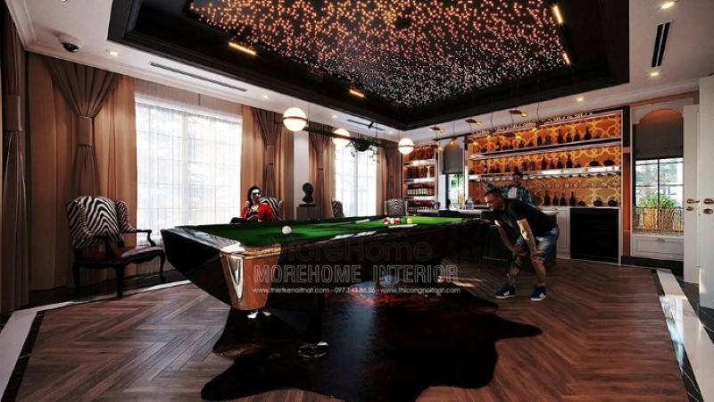 Sắp xếp nội thất phòng giải trí đẹp, sang trọng, đẳng cấp tại biệt thự cao cấp Hải Phòng. công ty thiết kế nội thất cao cấp