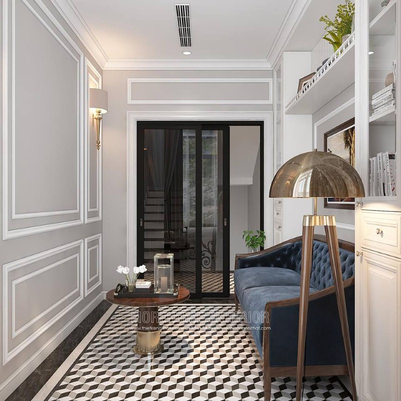 Bố trí phòng đọc sách đẹp, sang trọng nhưng vẫn mang lại cảm giác thư thái và độ tập trung tối đa cho chủ nhân. thiết kế thi công nội thất cao cấp