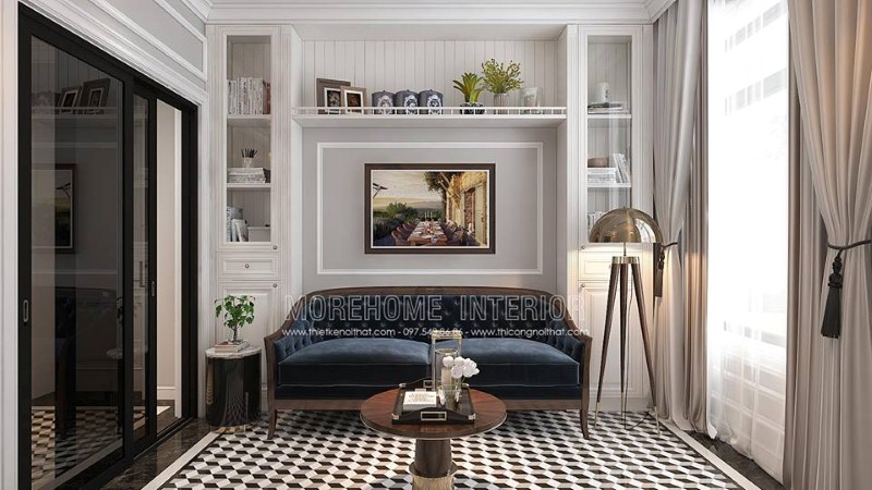 Thiết kế nội thất phòng đọc sách gỗ óc chó đẹp sang trọng cho biệt thự, nhà phố, chung cư cao cấp. công ty thiết kế nội thất cao cấp