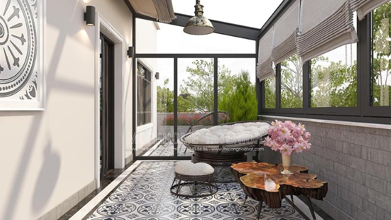 Bàn gỗ óc chó nguyên tấm đẹp, cao cấp lựa chọn ấn tượng để tạo nên không gian ngoài trời sinh động nhưng không kém phần sang trọng cho ban công biệt thự, nhà phố. thiết kế thi công nội thất cao cấp