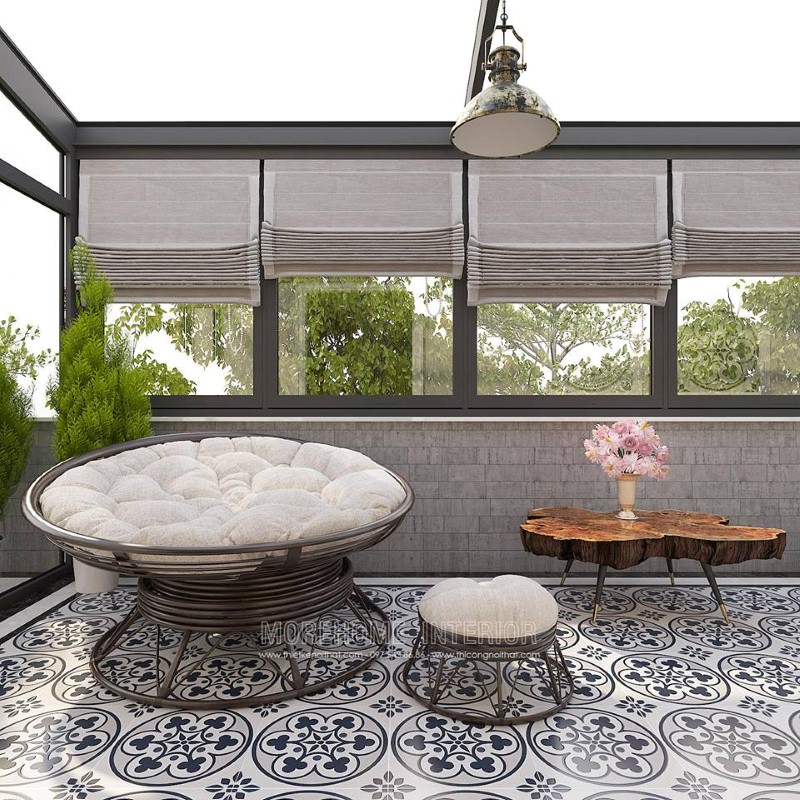 Bố trí ban công biệt thự, nhà phố đẹp với bộ bàn ghế ngoài trời ấn tượng. thiết kế thi công nội thất biệt thự cao cấp