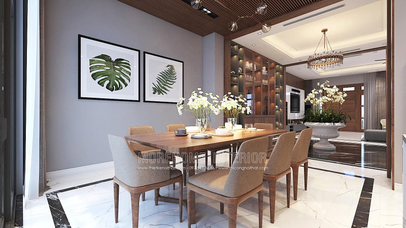 Bộ bàn ăn gỗ óc chó 8 ghế hiện đại sang trọng cho chung cư, biệt thự, nhà phố. thiết kế thi công nội thất biệt thự cao cấp