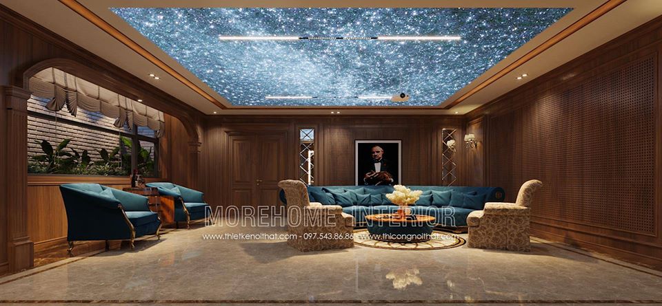 Sofa tân cổ điển bọc vải sang trọng cho tầng hầm biệt thự Sofa tân cổ điển