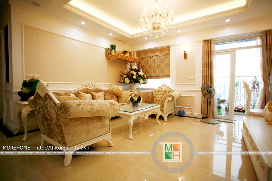 Bộ sofa tân cổ điển vải nhung tạo cảm giác ấm áp, vô cùng mềm mại Sofa tân cổ điển