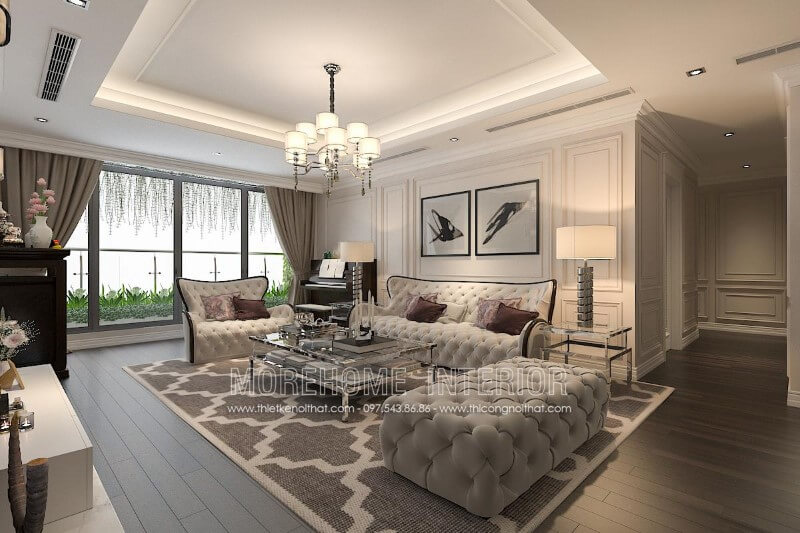 Thiết kế, sản xuất Sofa tân cổ điển khung gỗ tự nhiên, bọc nỉ cao cấp nhập khẩu sang trọng thể hiện sự đẳng cấp, sự quyền uy của gia chủ Xưởng sản xuất sofa đẹp tại hà nội