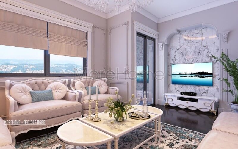 Thiết kế nội thất phòng khách chung cư ấn tượng và tinh tế tới từng chi tiết nhỏ. Thiết kế nội thất phòng khách