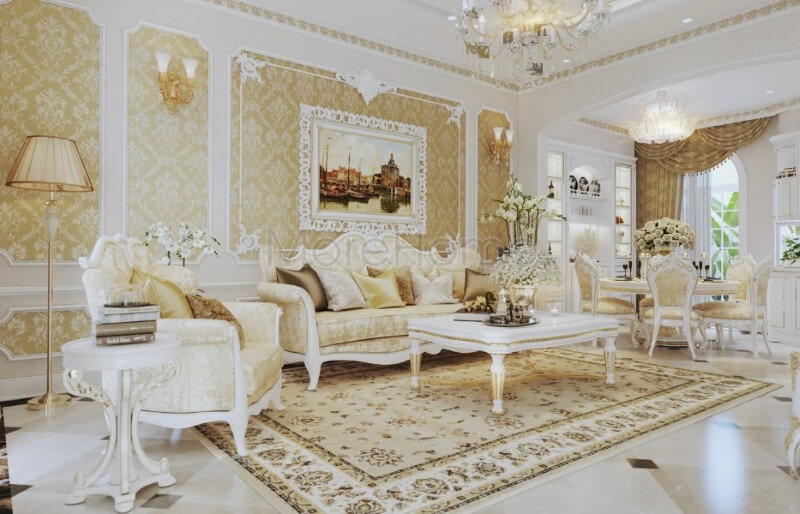 Trang trí phòng khác ấn tượng, các đường nét trạm khắc nhẹ nhàng trên từng chi tiết nội thất đồ gỗ cùng đồ decor trang trí đẹp mắt đều trở thành những điểm nhấn vô cùng cuốn hút Thiết kế nội thất phòng khách