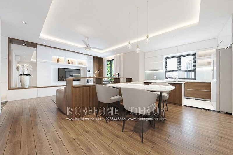 Mẫu thiết kế bàn ăn chung cư nhỏ gọn được ưa chuộng tại MoreHome Lựa chọn bàn ăn hiện đại, sang trọng cho phòng bếp ăn