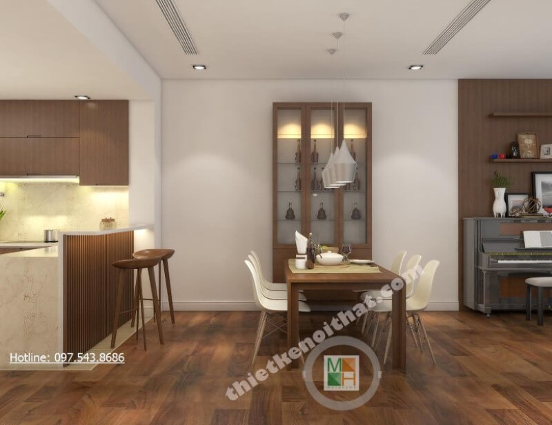 Bộ bàn ghế ăn hiện đại được thiết kế tối giản mà vẫn đảm bảo công năng sử dụng Bàn ăn chung cư đơn giản, hiện đại