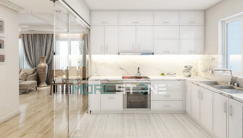 Đá trắng vân mây có độ cứng cao và khả năng chịu nhiệt tốt.