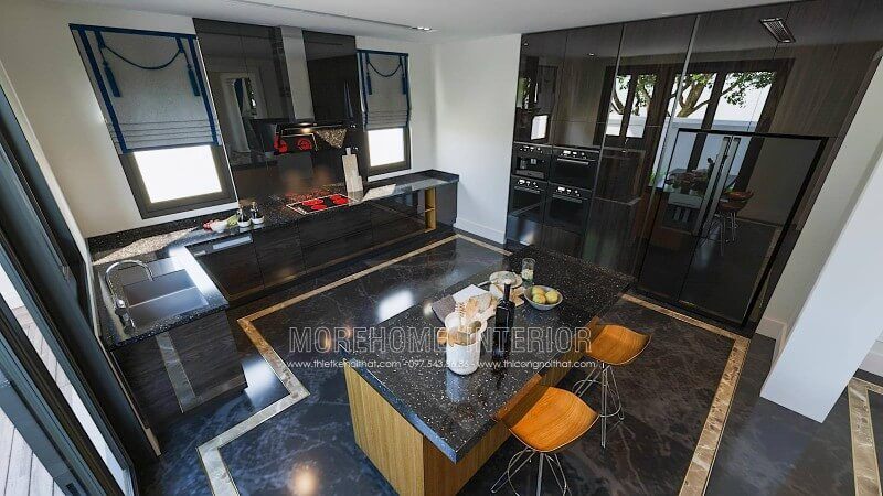 Mẫu đá hoa cương có thể được sử dụng để làm bàn đảo bếp, mang lại sự sang trọng.