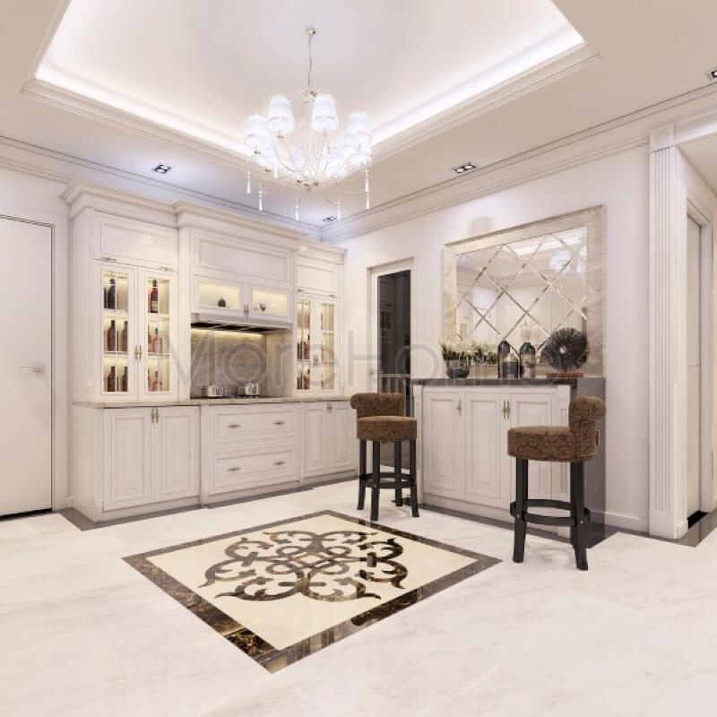 Đá ốp sàn hoa văn mang lại sự độc đáo và ấn tượng.